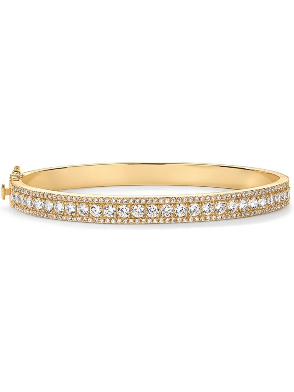 14K Gold Plated Tennis Bangle Bracelet with Cubic Zirconia for Women - Elegant